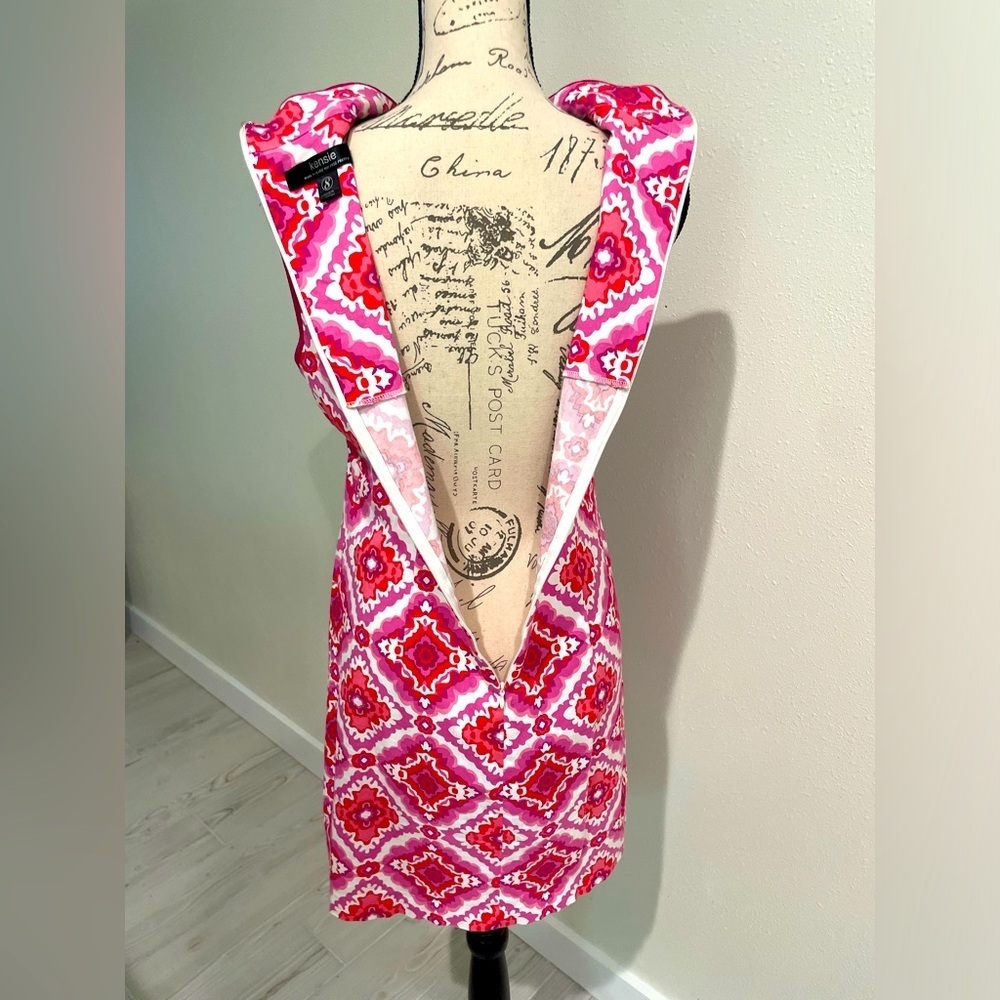 💎 Kensie Stretch Midi Dress pink & red size 8 EUC 🥰 - Picture 5 of 6
